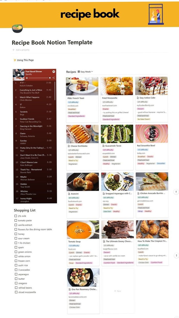 Recipe Book Notion Template for Cooking & Meal Prep — 🎀 ☁️ game-changing digital system