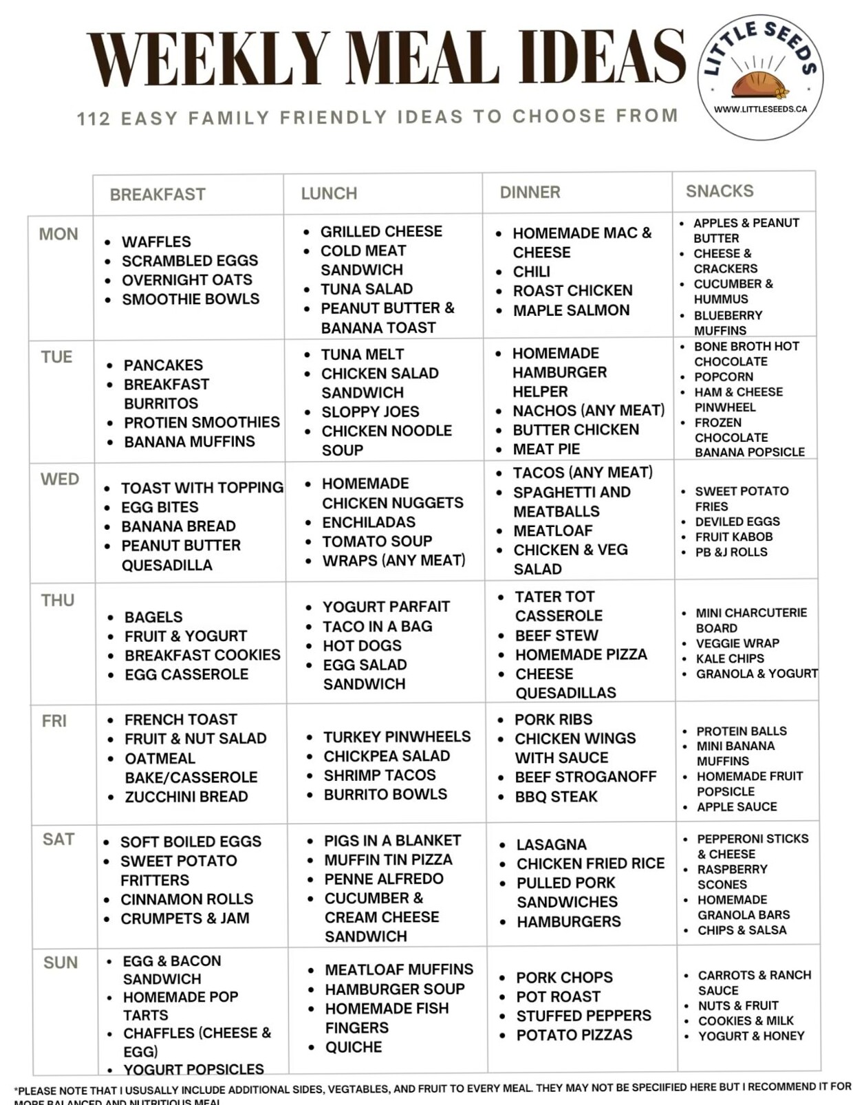 📍 🌈 romanticize your routine: 112 Kid-Friendly Weekly Meal Ideas for Creative Planners