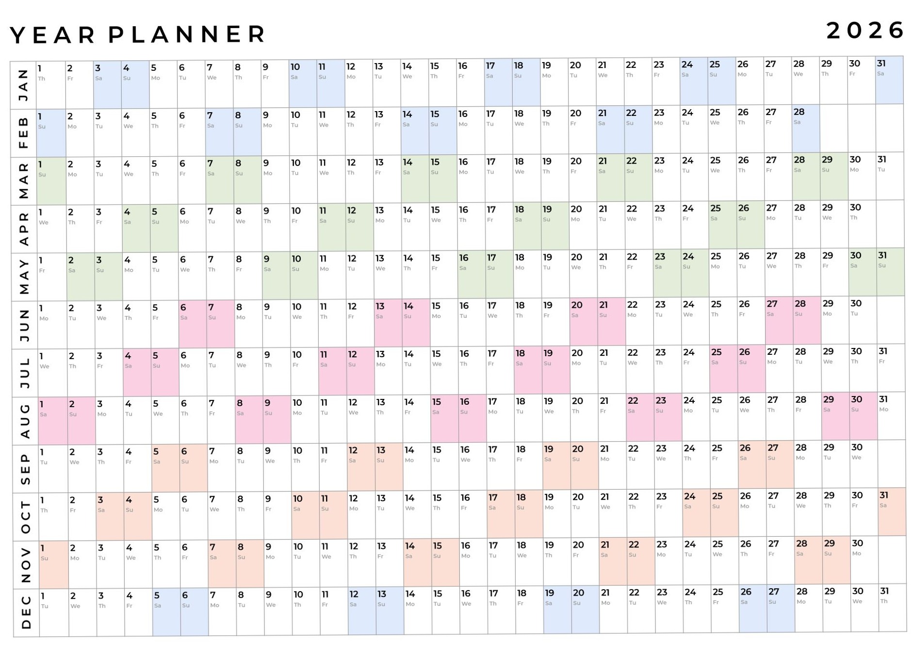 🕯️ 🕯️ romanticize your routine: 2026 Year at a Glance Free Google Docs Template