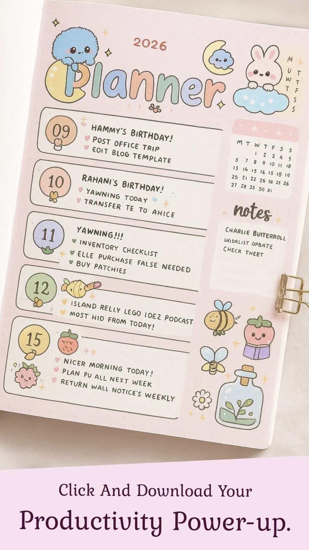 🤍 🤍 romanticize your routine: Adorably Illustrated Daily Planner Template for Creative Fuel