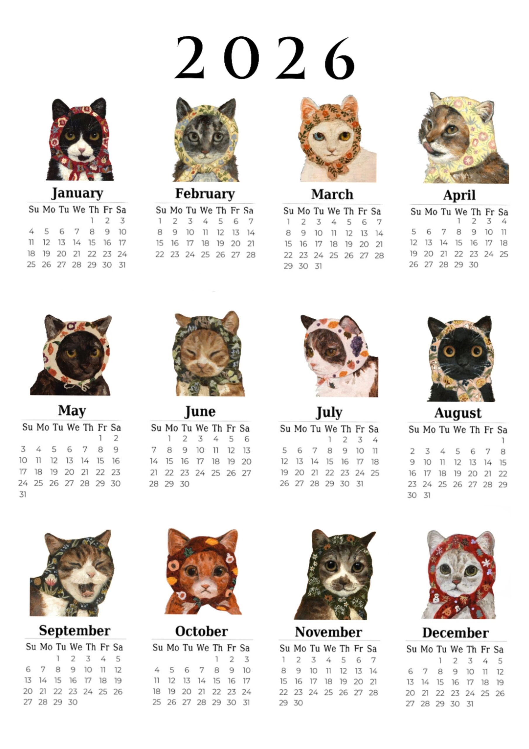 📍 🖌️ romanticize your routine: Babooshcat 2026 Calendar — Digital Design & Creative Planner Assets