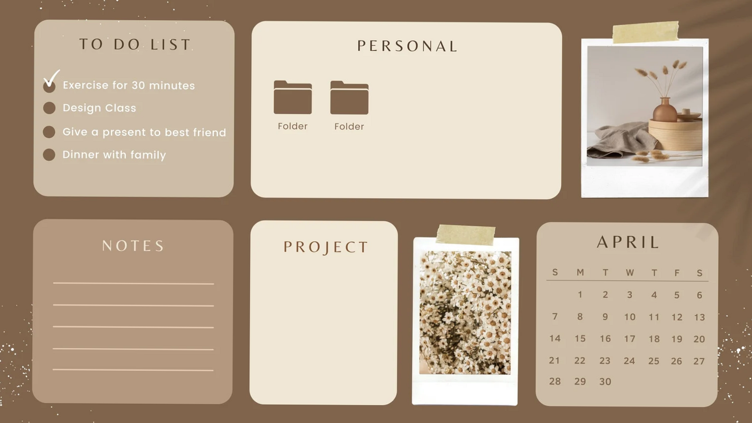 🎨 🪄 romanticize your routine: Beige Brown Organic Education Desktop Wallpapers | Canva Templates