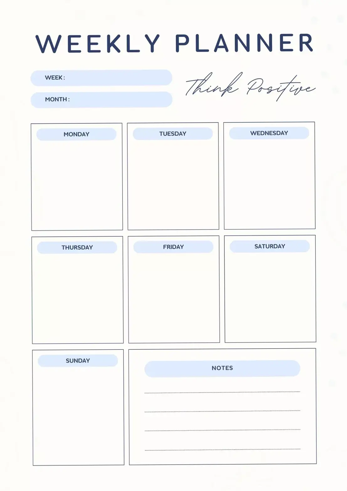 👰 💍 romanticize your routine: Blue Cream Weekly Planner | A4 Minimalist Template on Canva