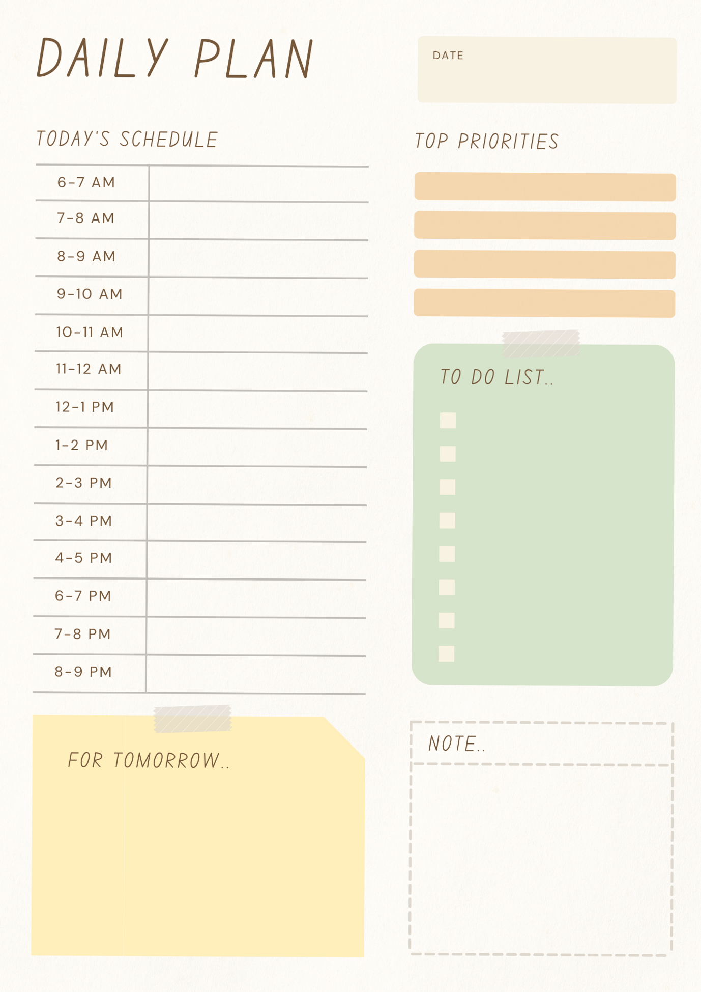 💌 🥂 romanticize your routine: Daily Plan Template | Organize Your Day with Ease
