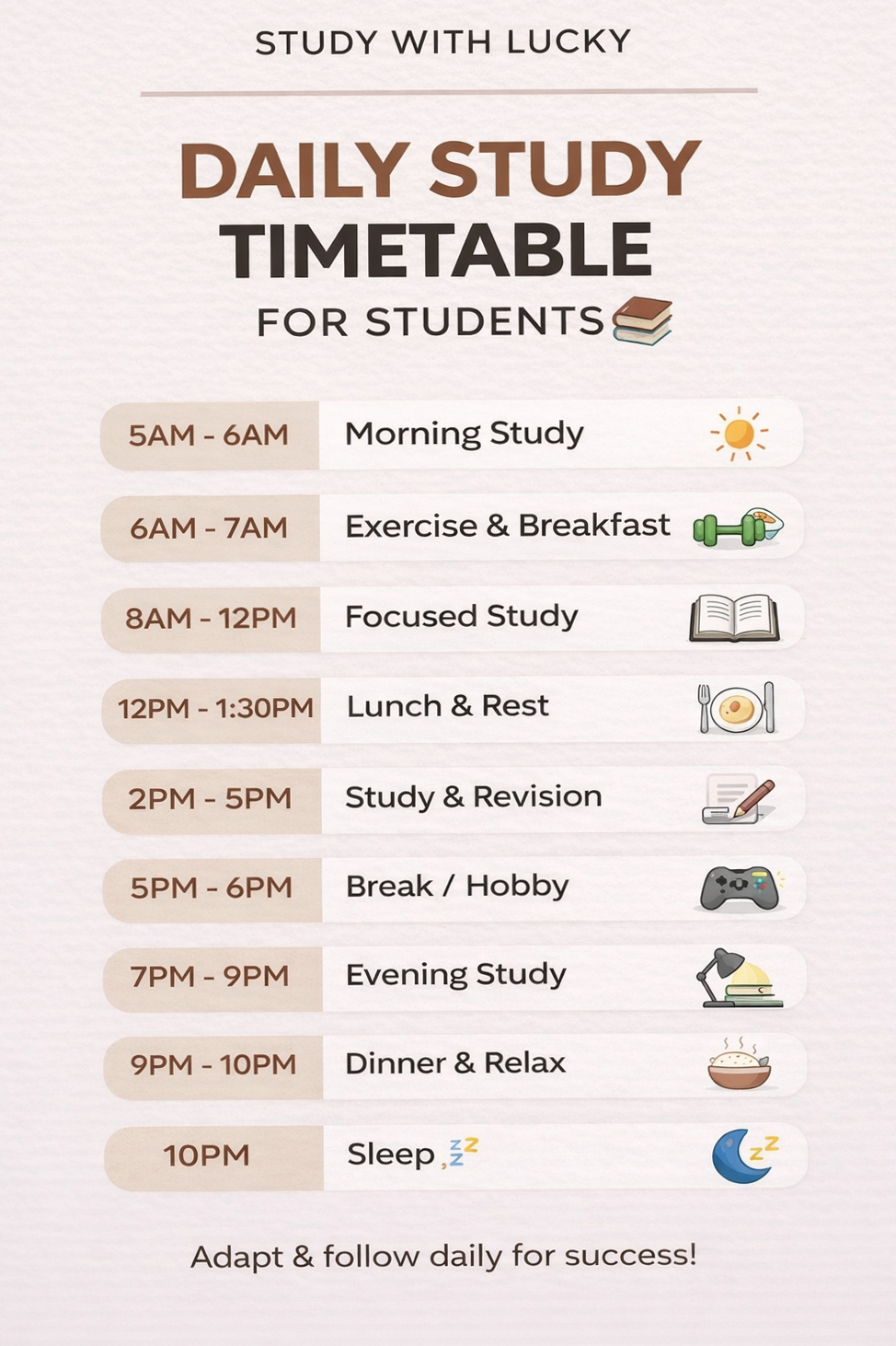 📝 📅 romanticize your routine: Daily Study Timetable for Students