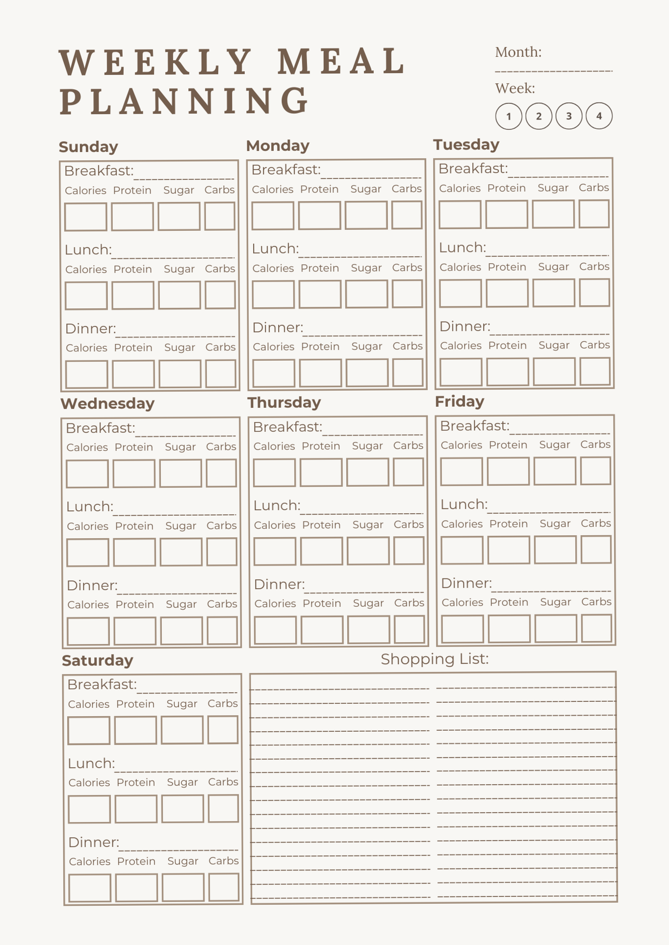 📅 🖇️ romanticize your routine: Family Weekly Meal Planner Template