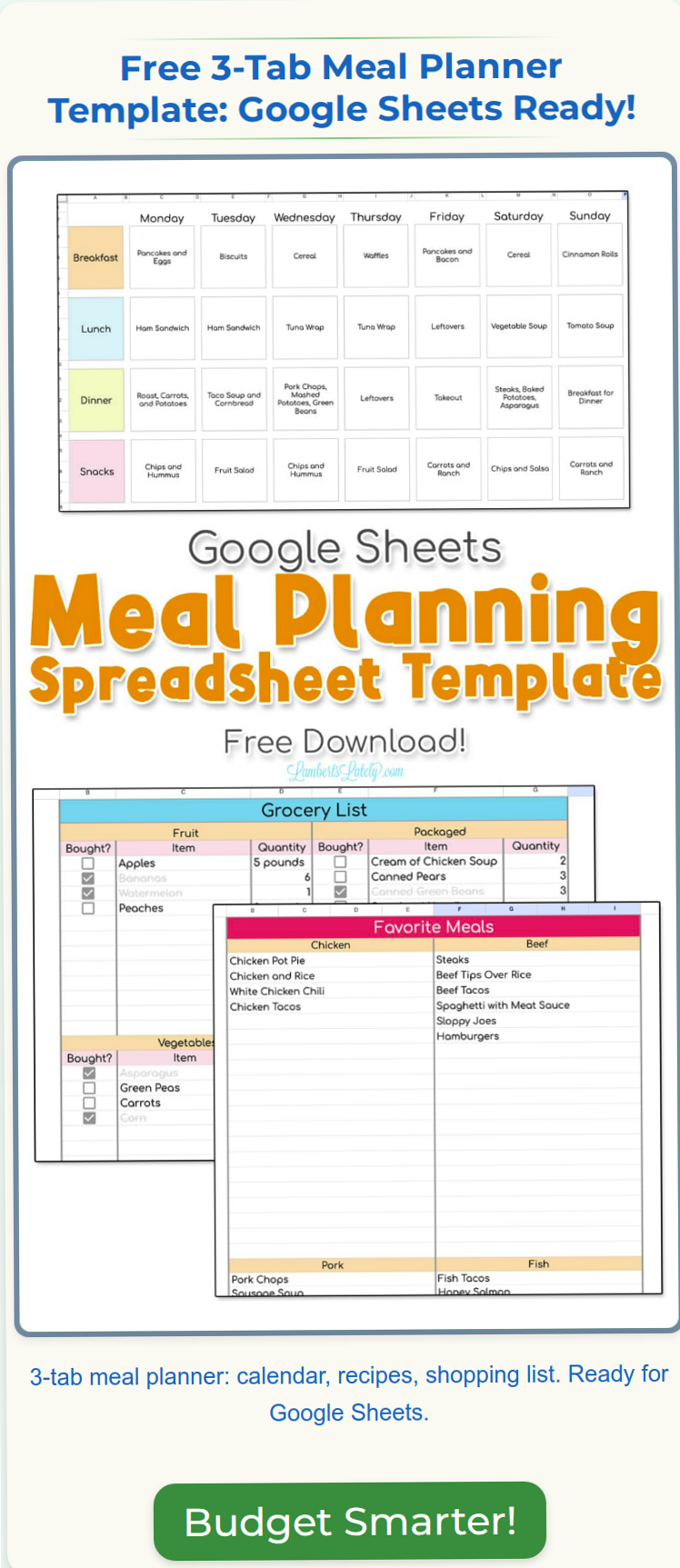 👰 🥂 romanticize your routine: Free 3-Tab Meal Planner Template for Google Sheets