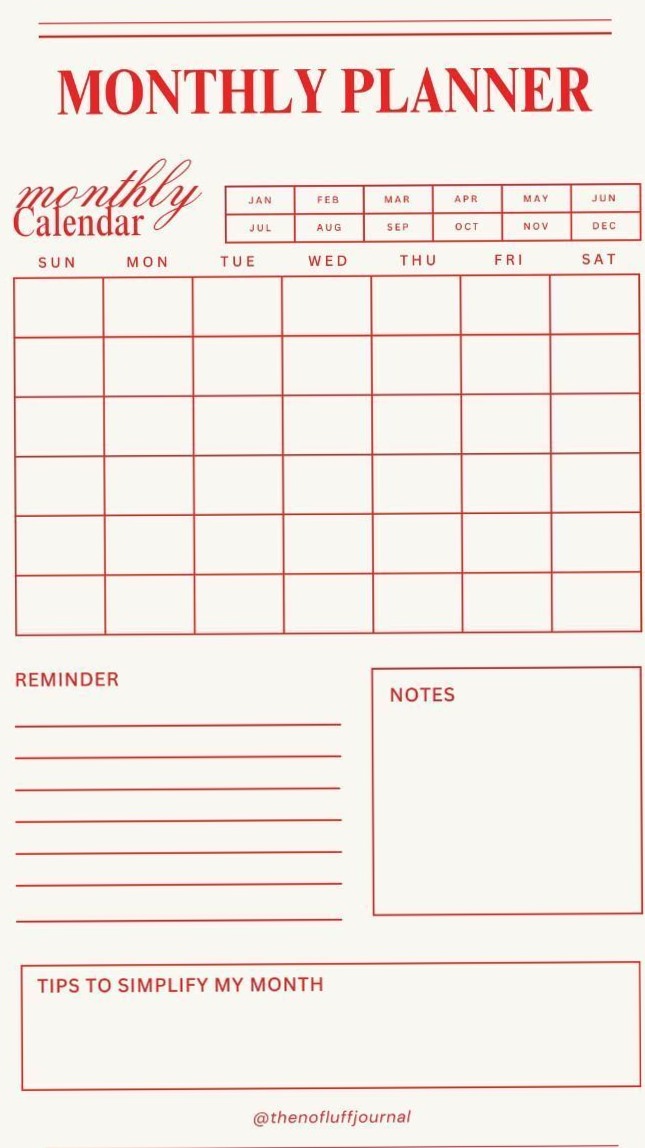 🪄 🖌️ romanticize your routine: Free 2024 Monthly Planner Template | Daily & Monthly Printable Planner Design