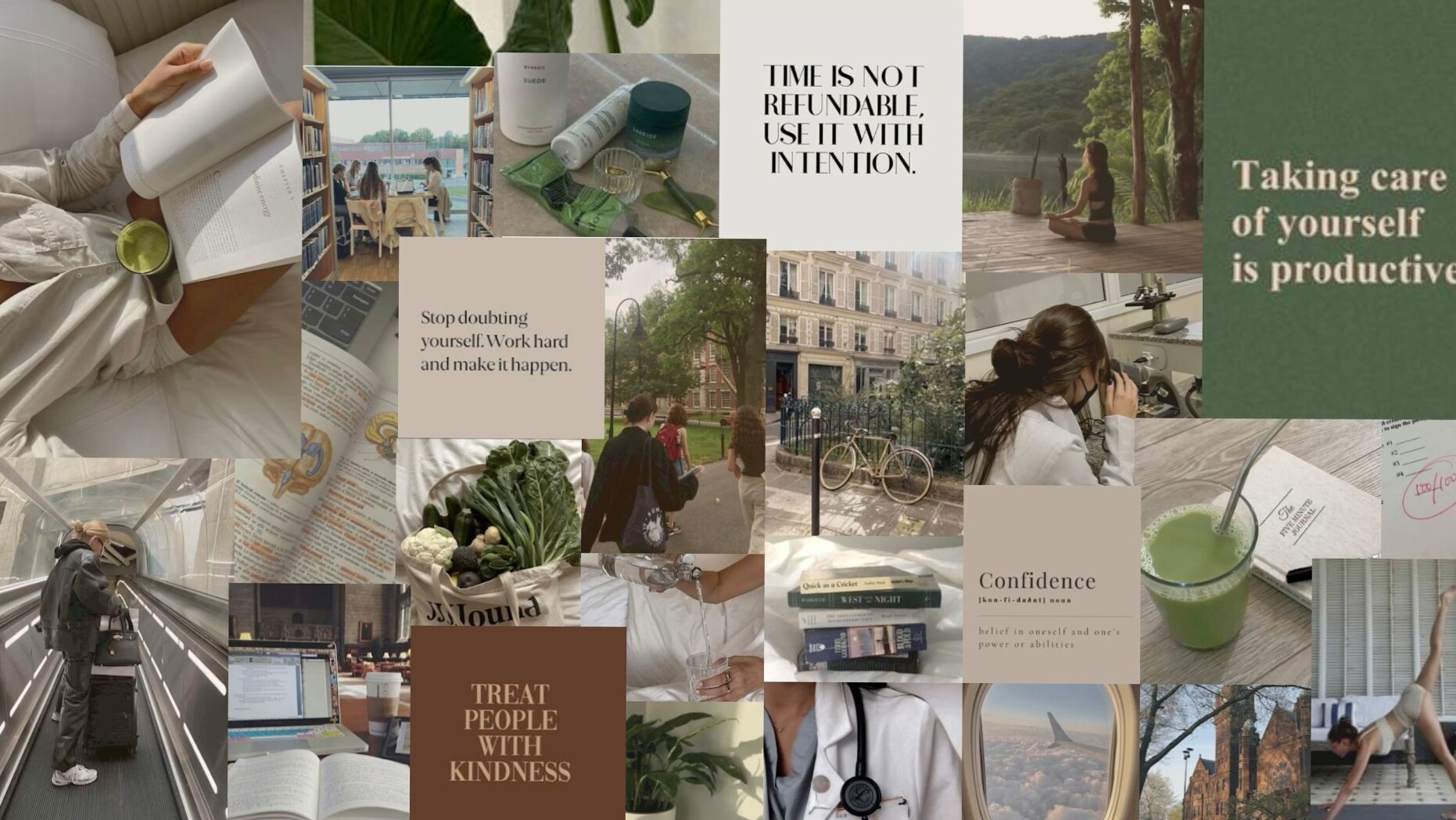 📁 📊 romanticize your routine: Green Aesthetic Vision Board Desktop Wallpaper 147