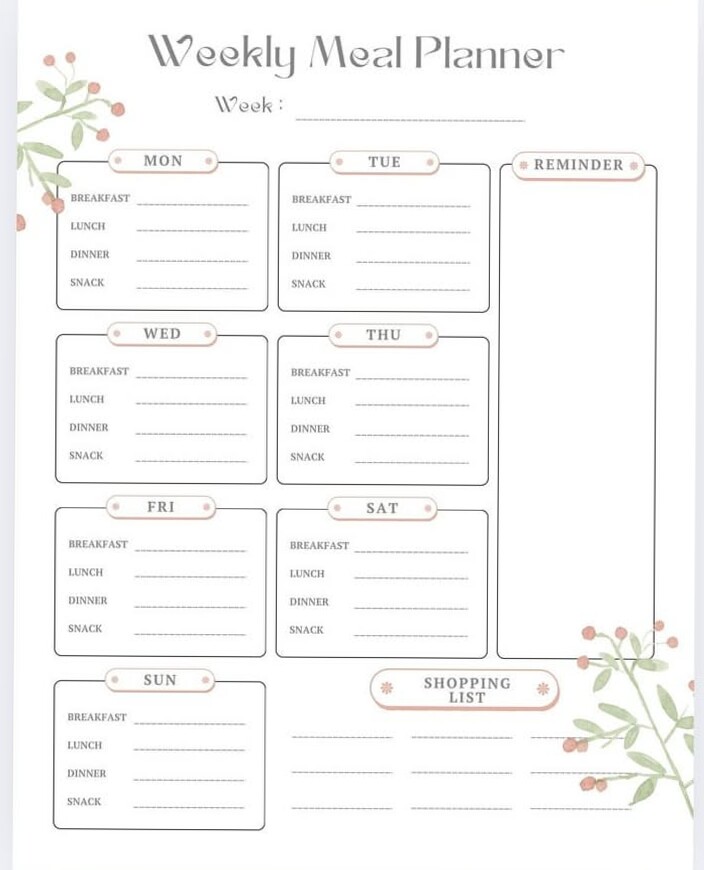 🍰 🥂 romanticize your routine: Grocery Planning & Meal Planner for Moms — PDF Download