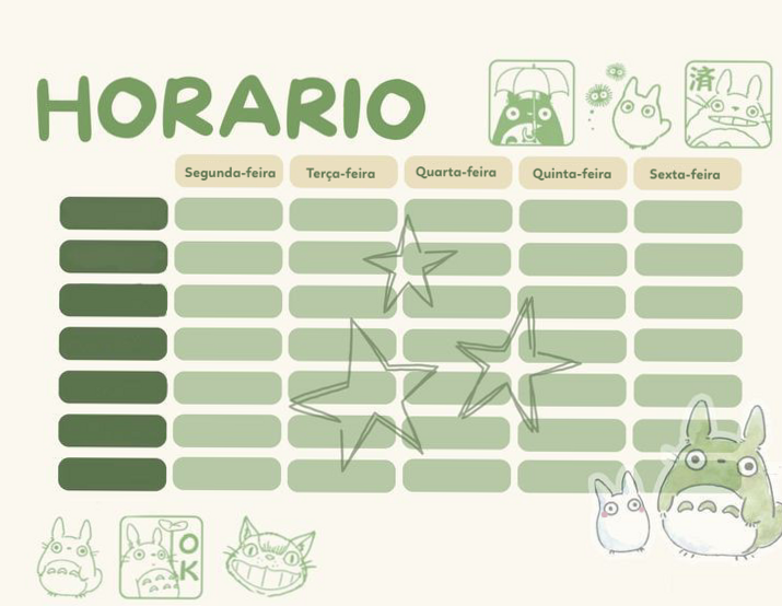 ☁️ 🎀 romanticize your routine: Horários Escolares do Tororó — Design Criativo