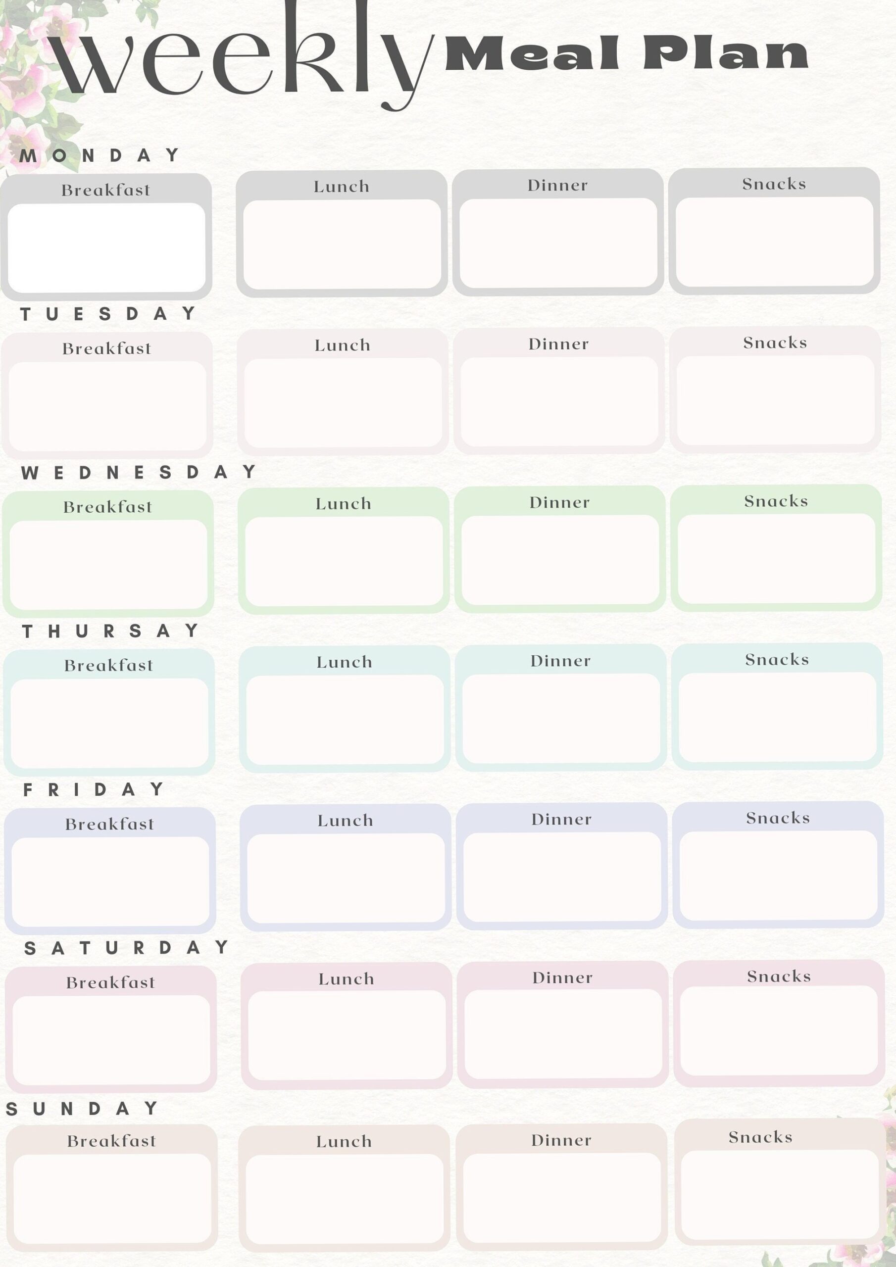 📍 📍 romanticize your routine: Minimalist Weekly Meal & Workout Planner PDF