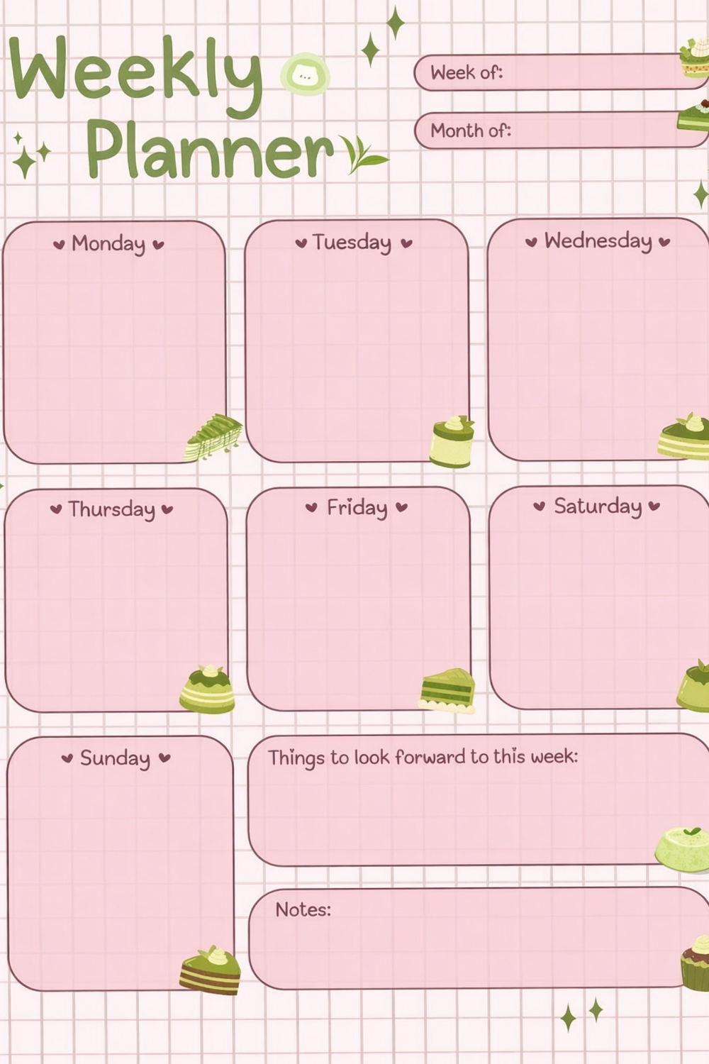 🌿 🌿 romanticize your routine: Pink/Mocha Weekly Planner | Digital Design | Creative Planners