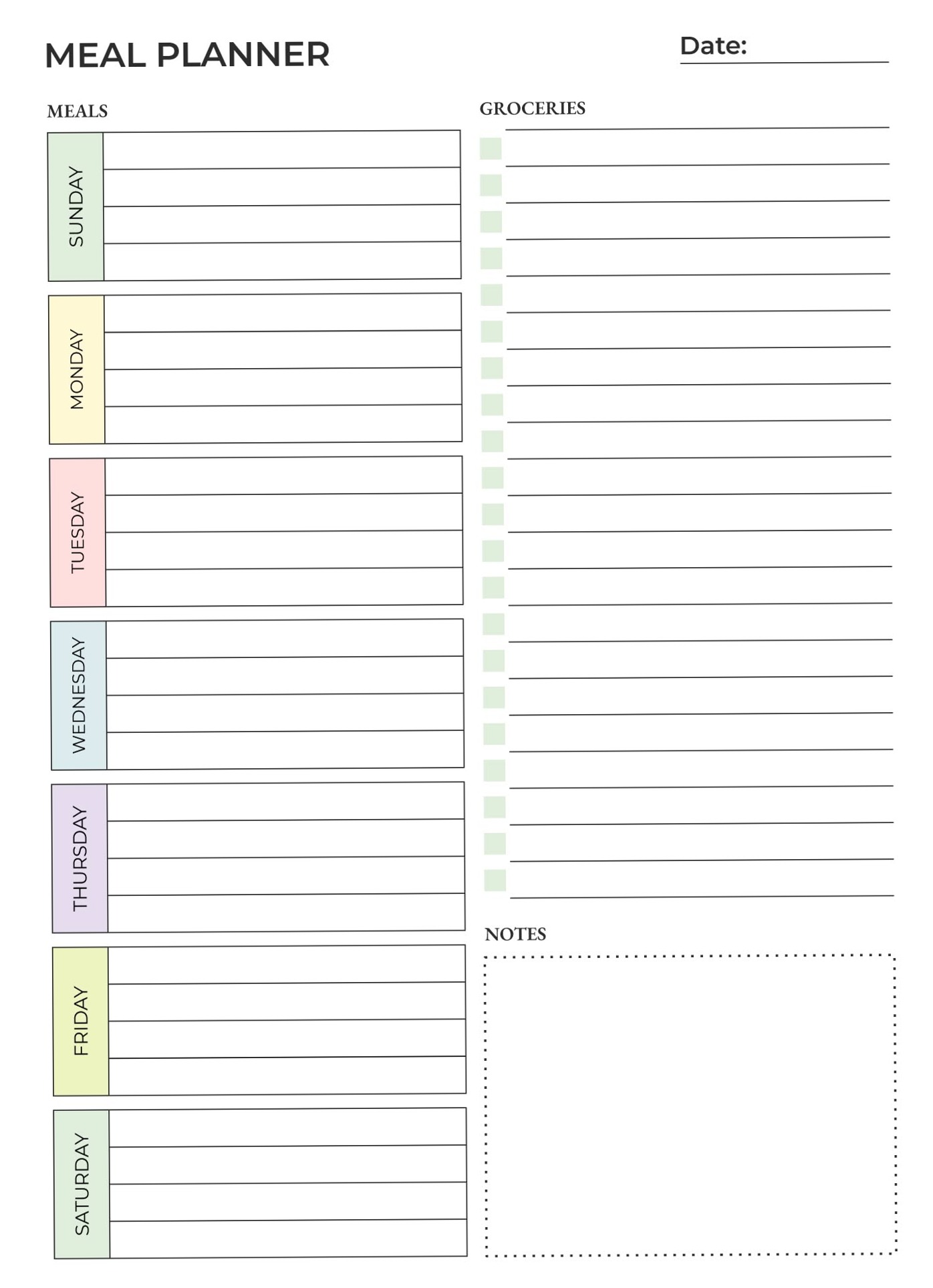 💌 🌸 romanticize your routine: Printable Weekly Meal Planner & Grocery List Template | Free Google Docs