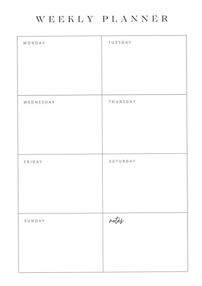 📅 📅 romanticize your routine: Simple Weekly Planner To Do List A4 Printable