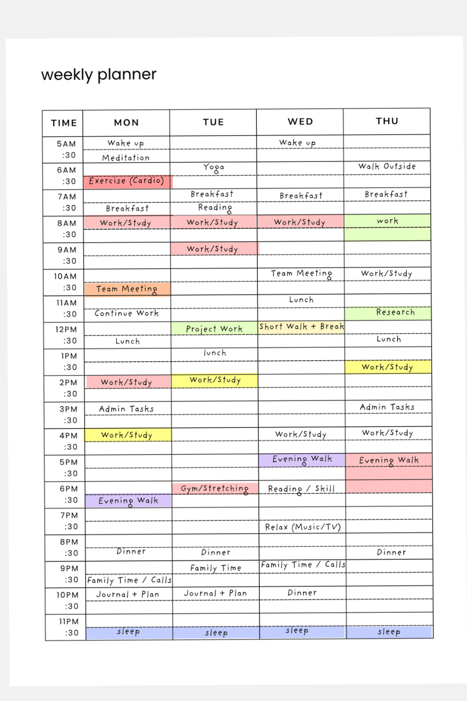 📍 💎 romanticize your routine: Weekly Planner Printable | Half-Hour Time Blocking Schedule