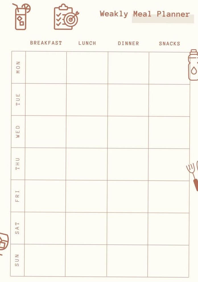 🌸 🍰 romanticize your routine: Weekly Meal Planner Digital Download | Creative Design