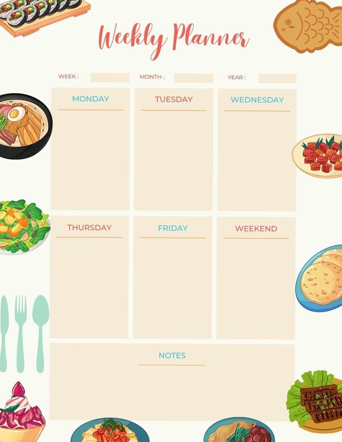 👰 🍰 romanticize your routine: Weekly Meal Planner — Digital Design & Creative Assets