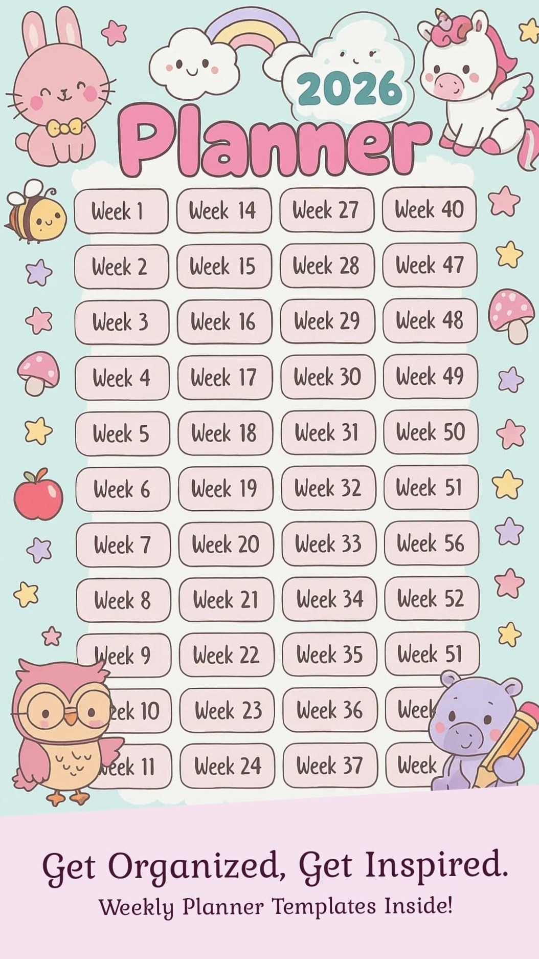 💍 💌 romanticize your routine: Your Year of Kawaii Productivity Starts Here with this Planner Template