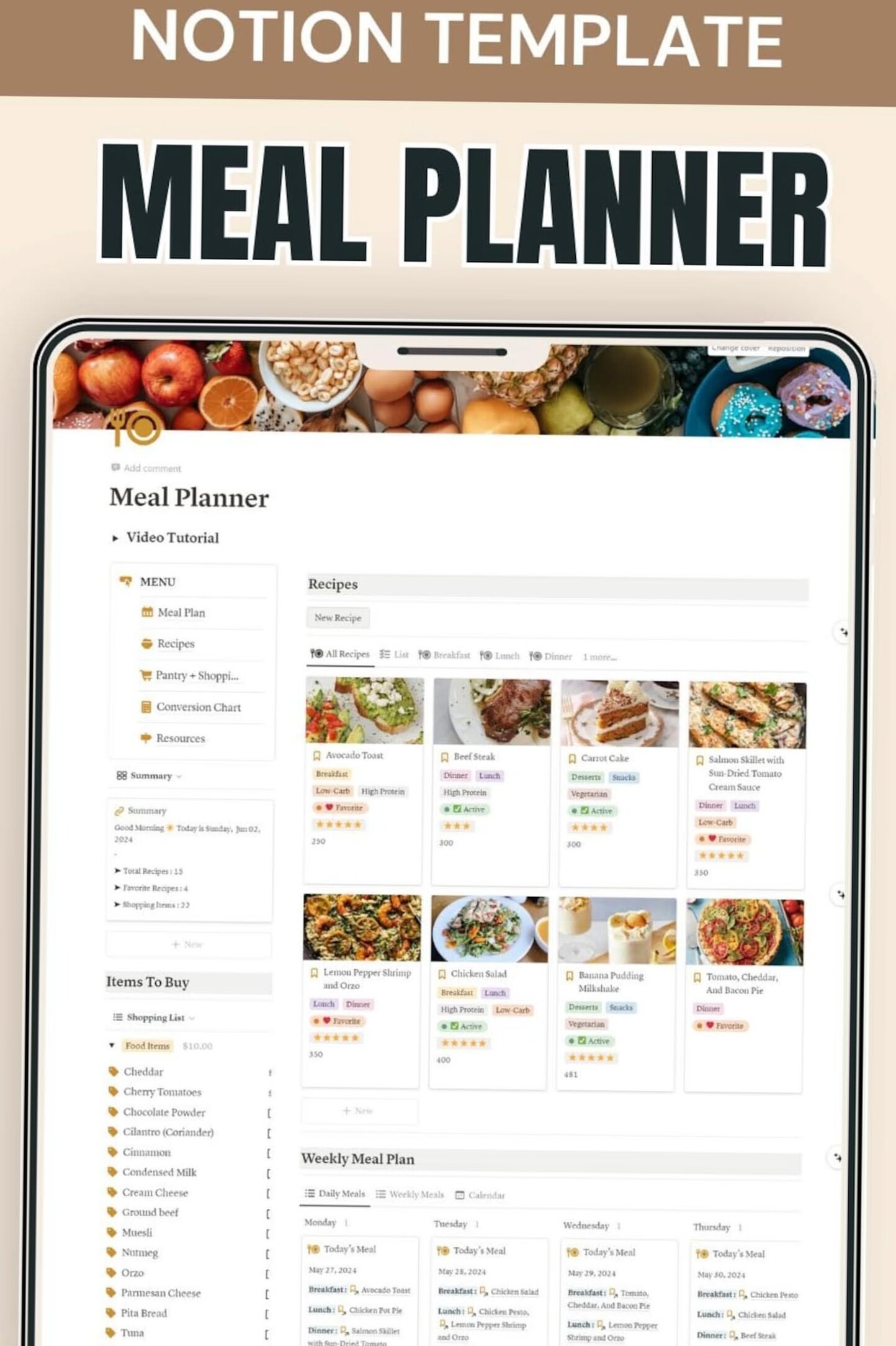 📊 📁 Seamless Meal Planning with Notion Recipes & Grocery Guide | no-stress tracker