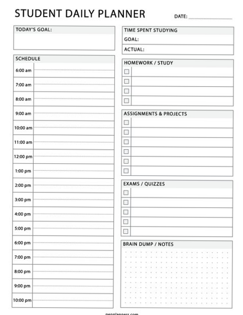 👰 🌸 seamless organization hack: Free Printable Student Daily Planner PDF | PenPlanners 121