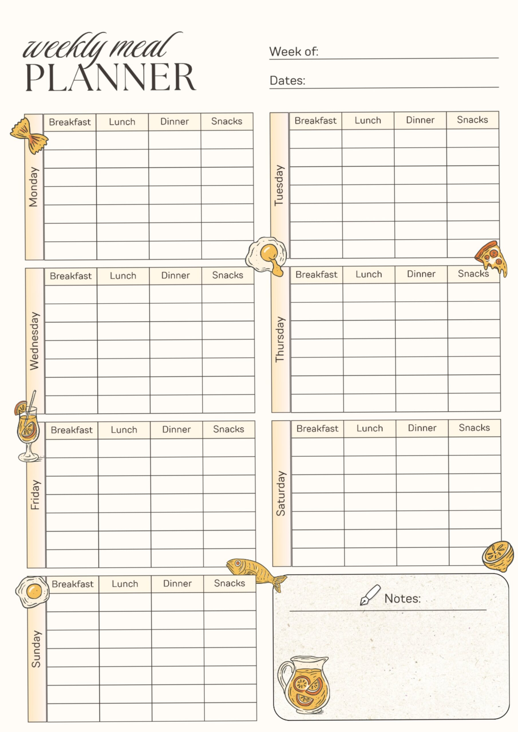 🎨 🎨 seamless organization hack: Minimalist Weekly Meal Planner Weekly Food Tracker Printable