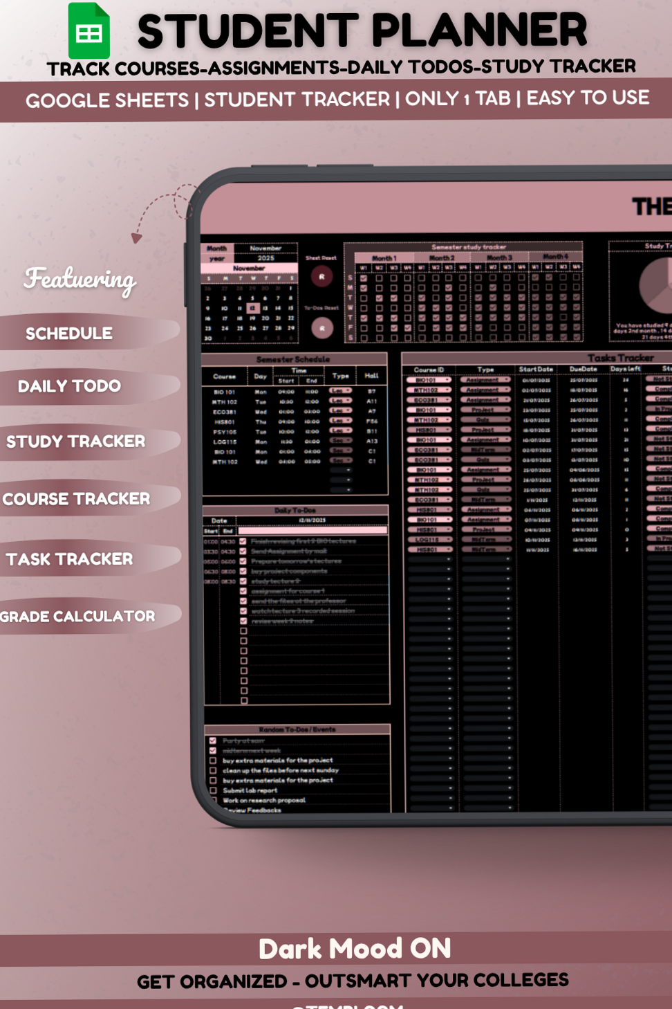 🌸 💌 seamless organization hack: Student Planner | One Tab | Trackers | TODOS | Res