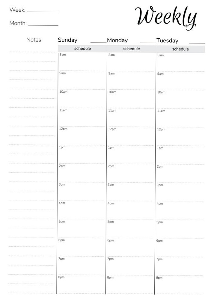📅 📌 secret to staying productive: Printable Weekly Planner with Notes — PDF Download