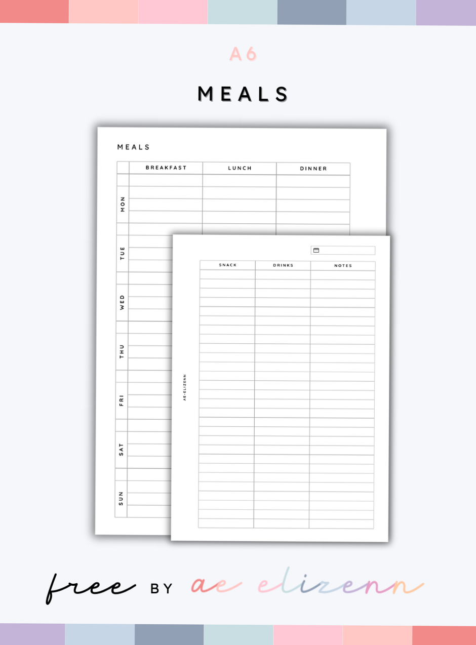 🌿 🌿 secret to staying productive: Free A6 Meal Planner & Log Inserts Printable