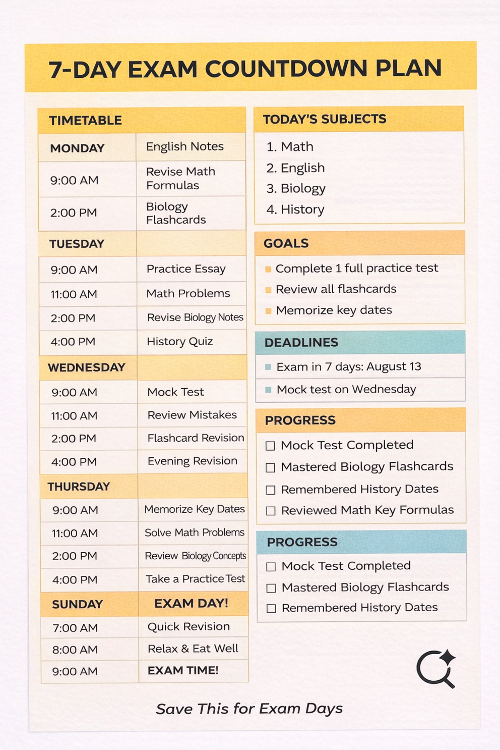 🥂 👰 secret to staying productive: 7-Day Exam Countdown Study Plan | Realistic Revision Schedule