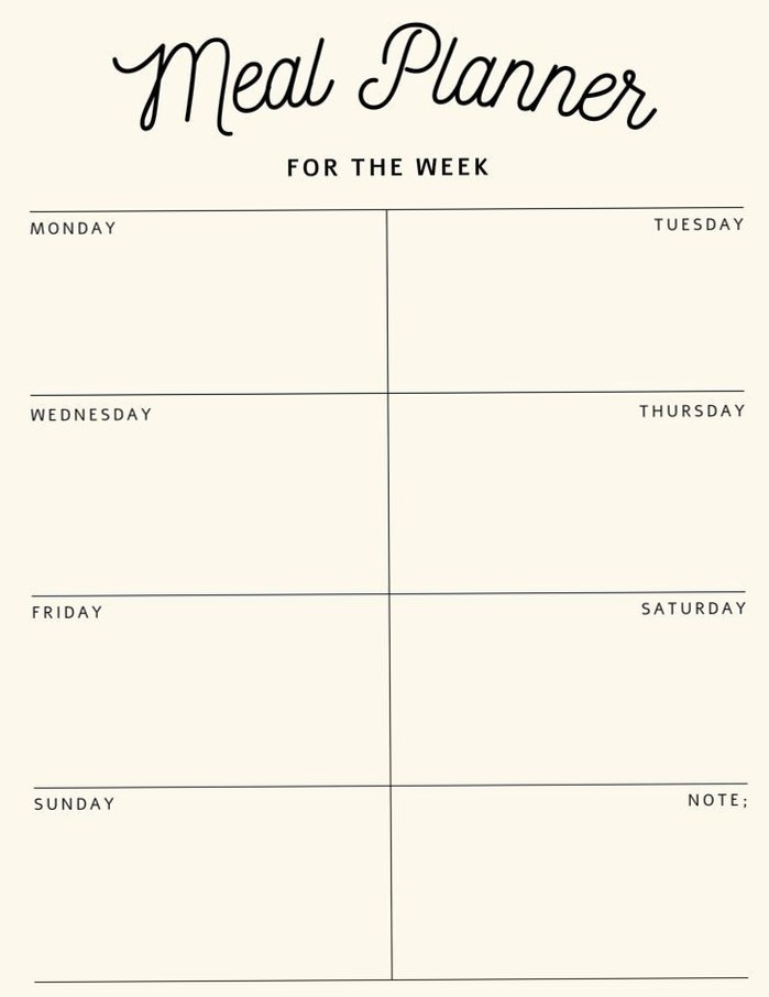 ✨ 🕯️ secret to staying productive: Wöchentlicher Essensplaner – produktiv & kreativ gestalten