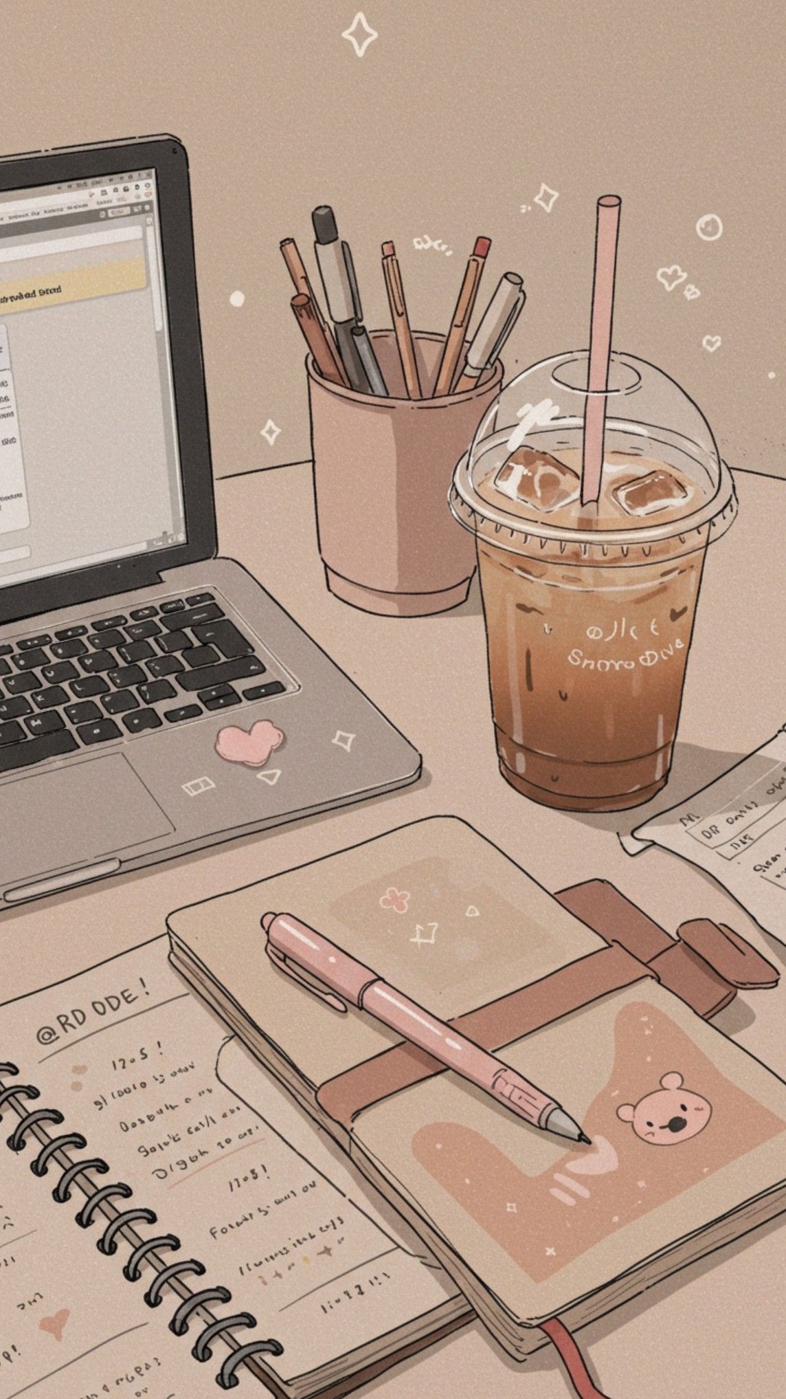 📁 📅 secret to staying productive: Aesthetic Study Desk Setup with Coffee & Cute Stationery