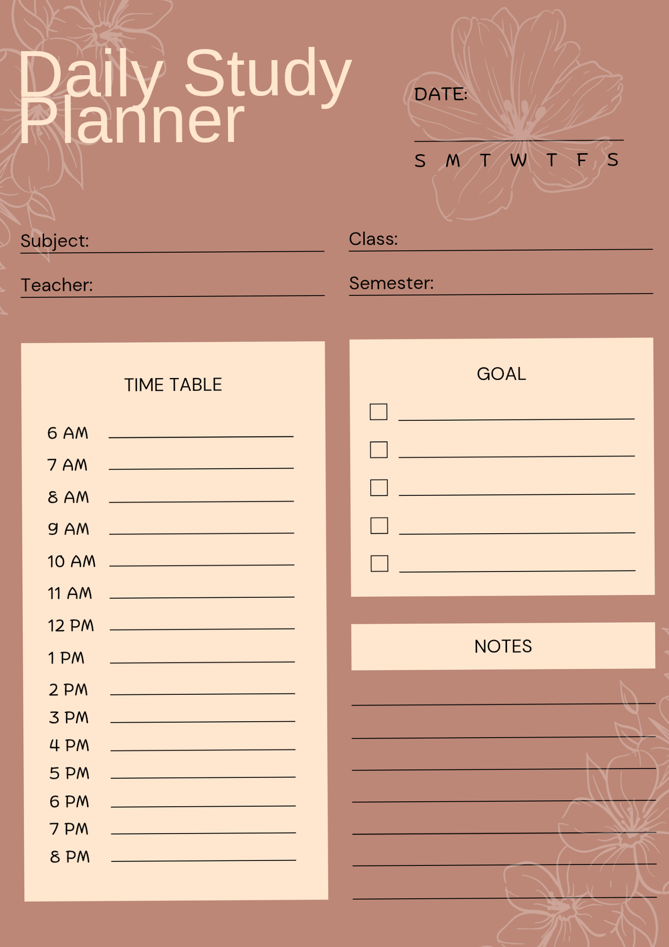 ☁️ 🌿 secret to staying productive: Aesthetic Minimal Study Planner Template