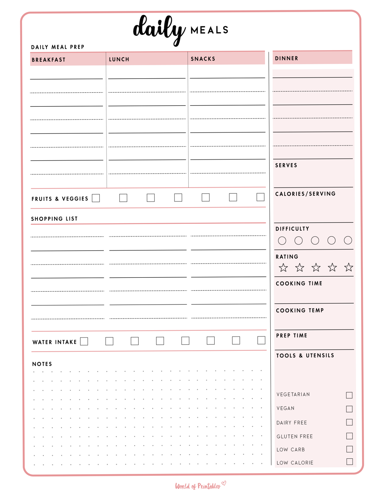 📊 📅 secret to staying productive: Printable Daily Meal Planner Free | 1371 Design