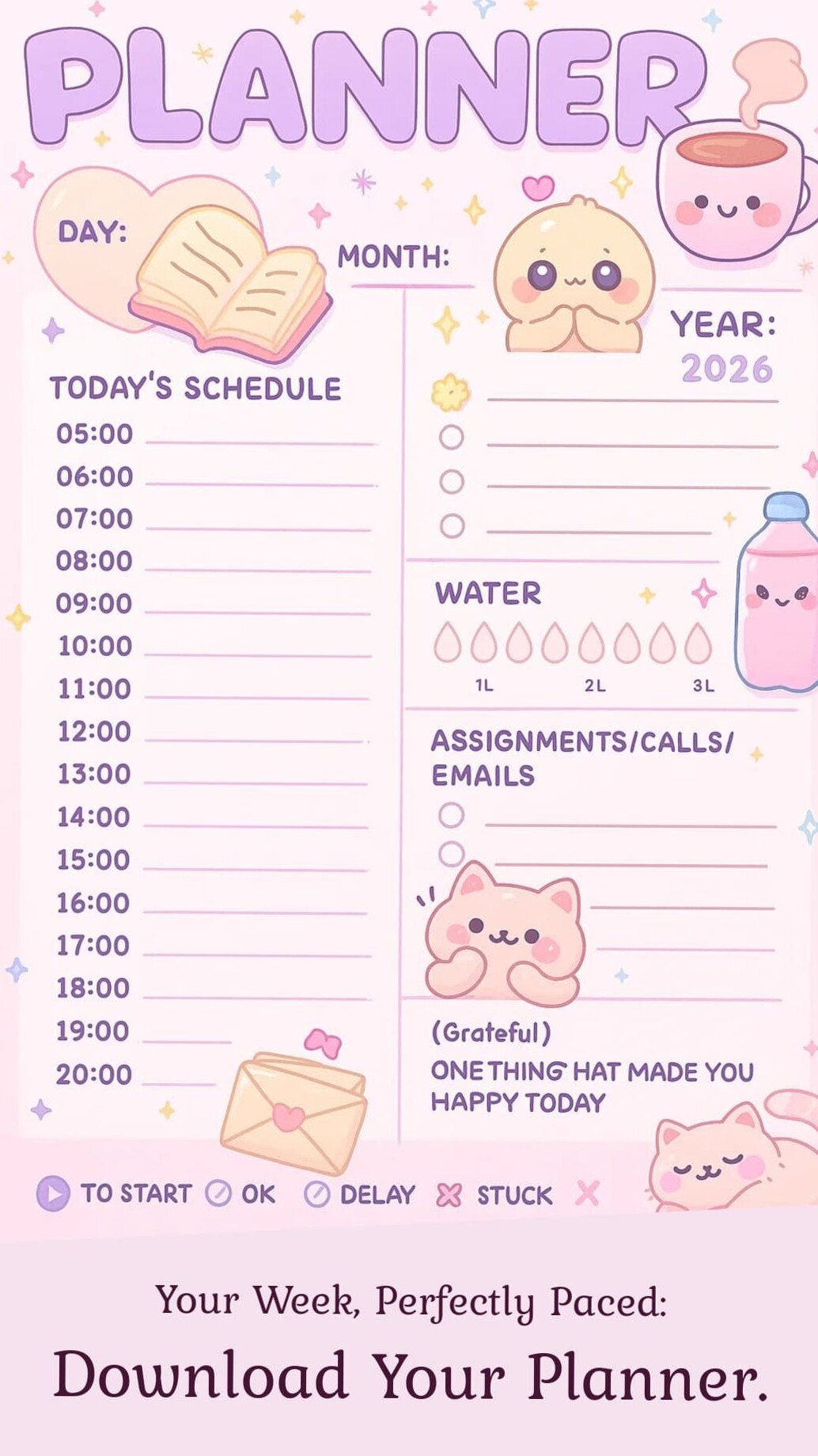 🖇️ 📅 secret to staying productive: Charming Daily Planner — Your Sweet Path to Focused Days