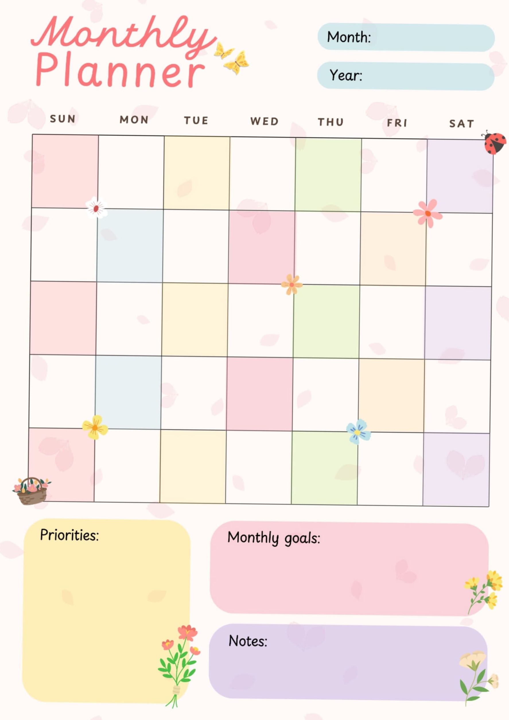 🌸 🌸 secret to staying productive: Gentle Floral Monthly Planner for Creative Inspiration