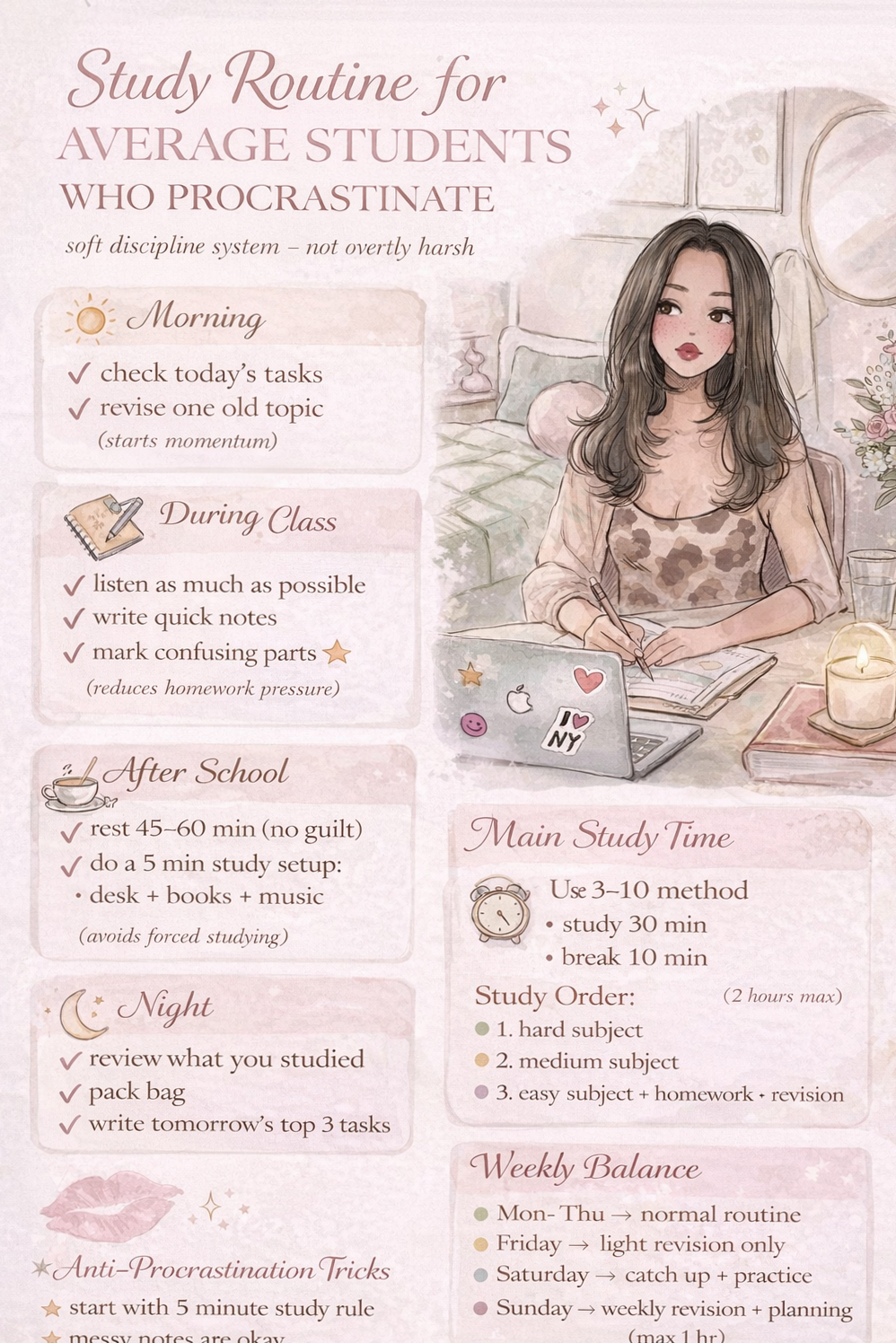 🎨 🪄 secret to staying productive: The Soft Discipline Study Routine for Procrastinators