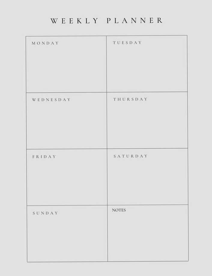 👰 🍰 secret to staying productive: Basic Weekly Planner for Digital Design & Productivity