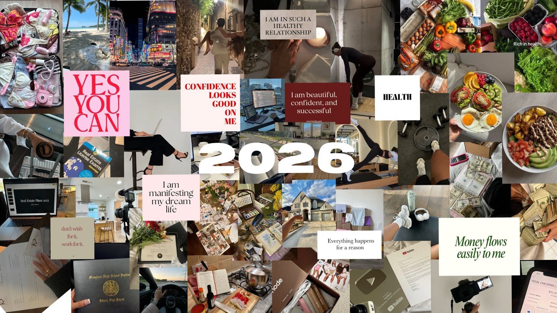 💎 🪄 secret to staying productive: 2026 Vision Board Desktop Wallpaper | Aesthetic