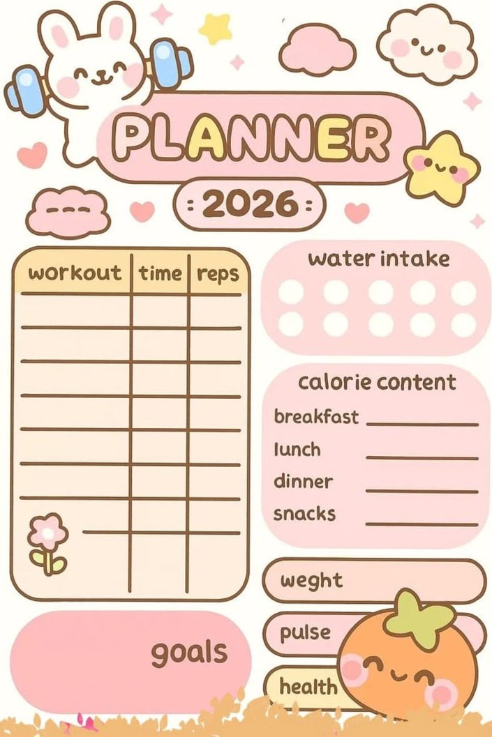 🌿 🕯️ secret to staying productive: Kawaii Weekly Workout Planner — Track Your Health Journey with Fun