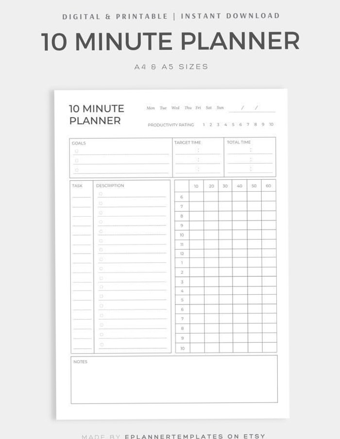 💌 🍰 secret to staying productive: 10-Minute Pomodoro Planner Printable | Boost Productivity