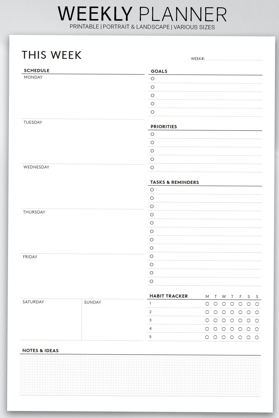💍 🌸 secret to staying productive: Weekly Planner Printable | Digital Design & Creative Planners