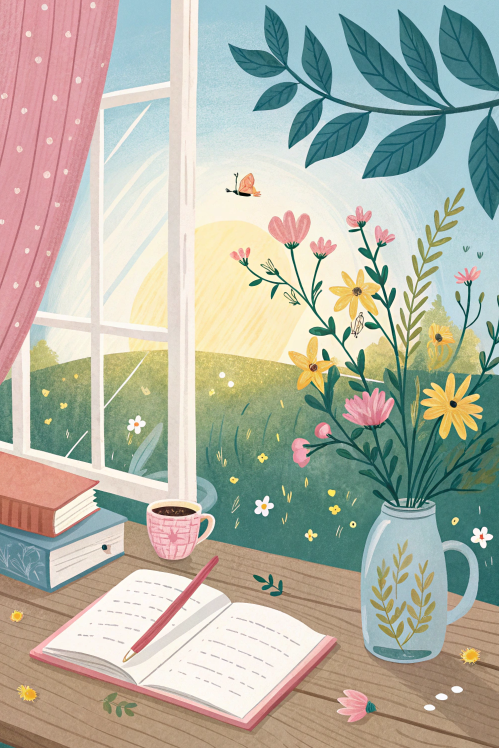 Soft Energy Spring Desktop Wallpaper – Bright Window Desk Background for Work, and Creative Focus — 💍 💌 secret to staying productive