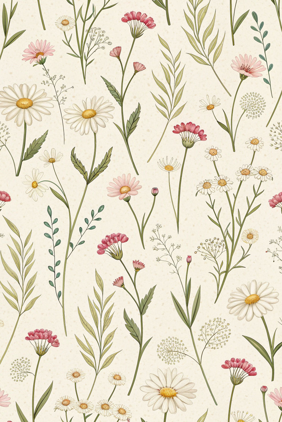 Spring Wildflower Pattern — Seamless Digital Art & Wallpaper — 🎨 🎨 romanticize your routine
