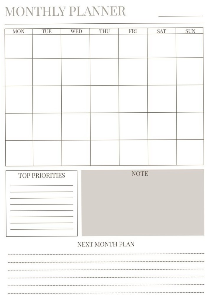 🖇️ 📅 stay inspired all year long: Monthly Basic Brown Planner | Minimal Printable PDF Page