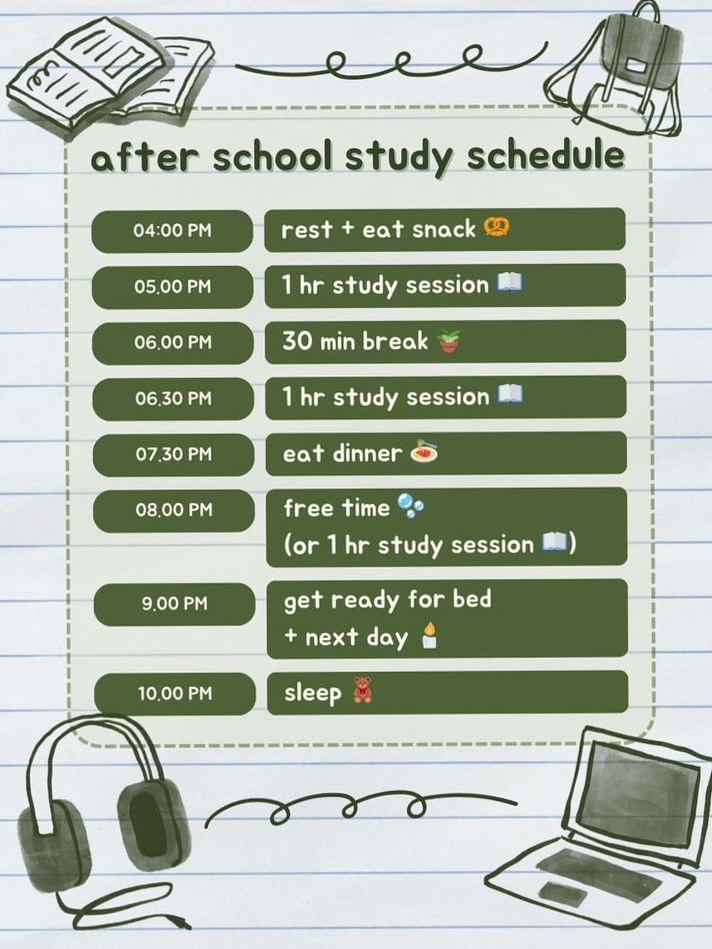 🖌️ 🌈 stay inspired all year long: After School Study Schedule | Digital Planner Template