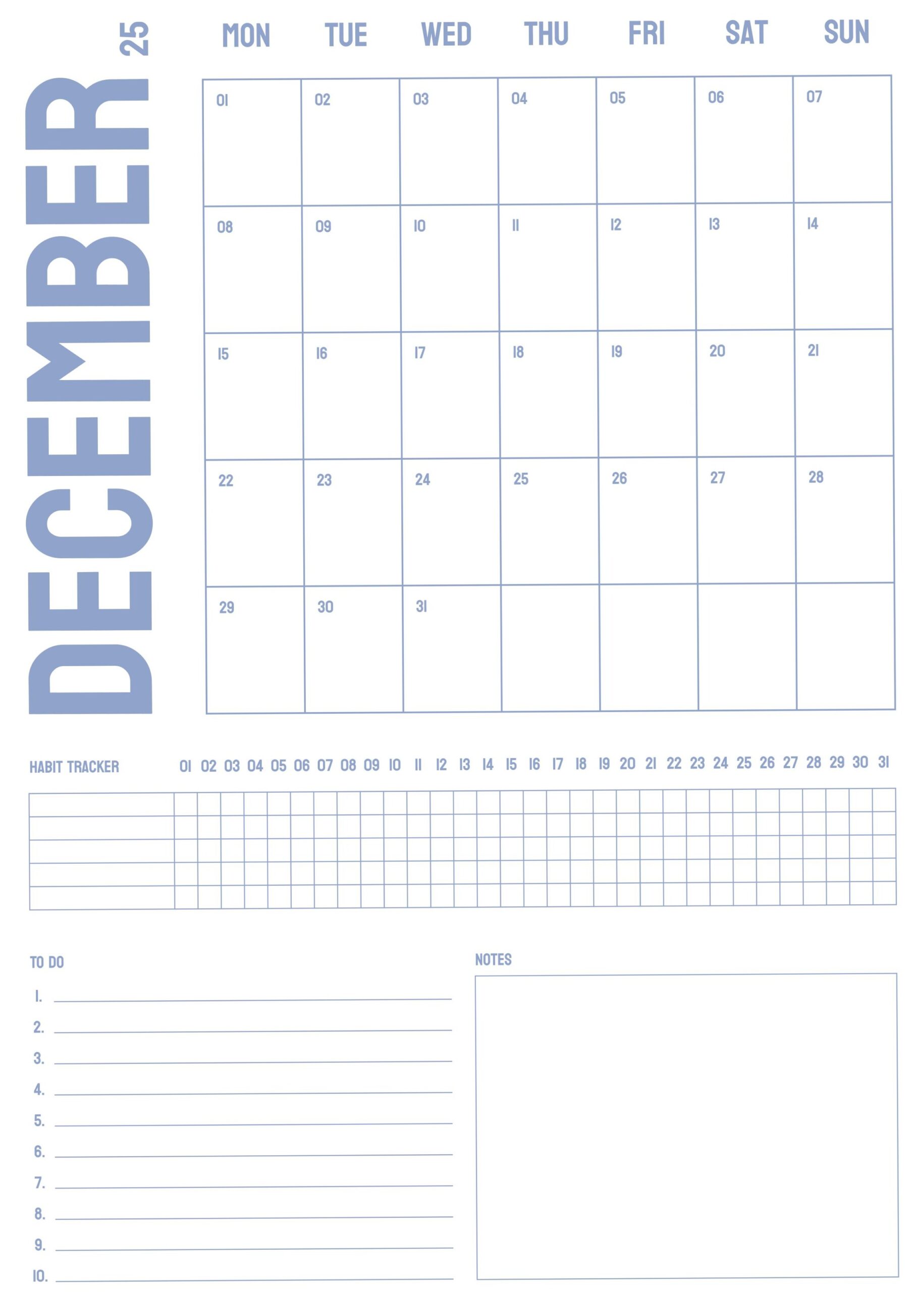 🥂 🌸 stay inspired all year long: Minimalist December 2025 A4 Digital Planner Template