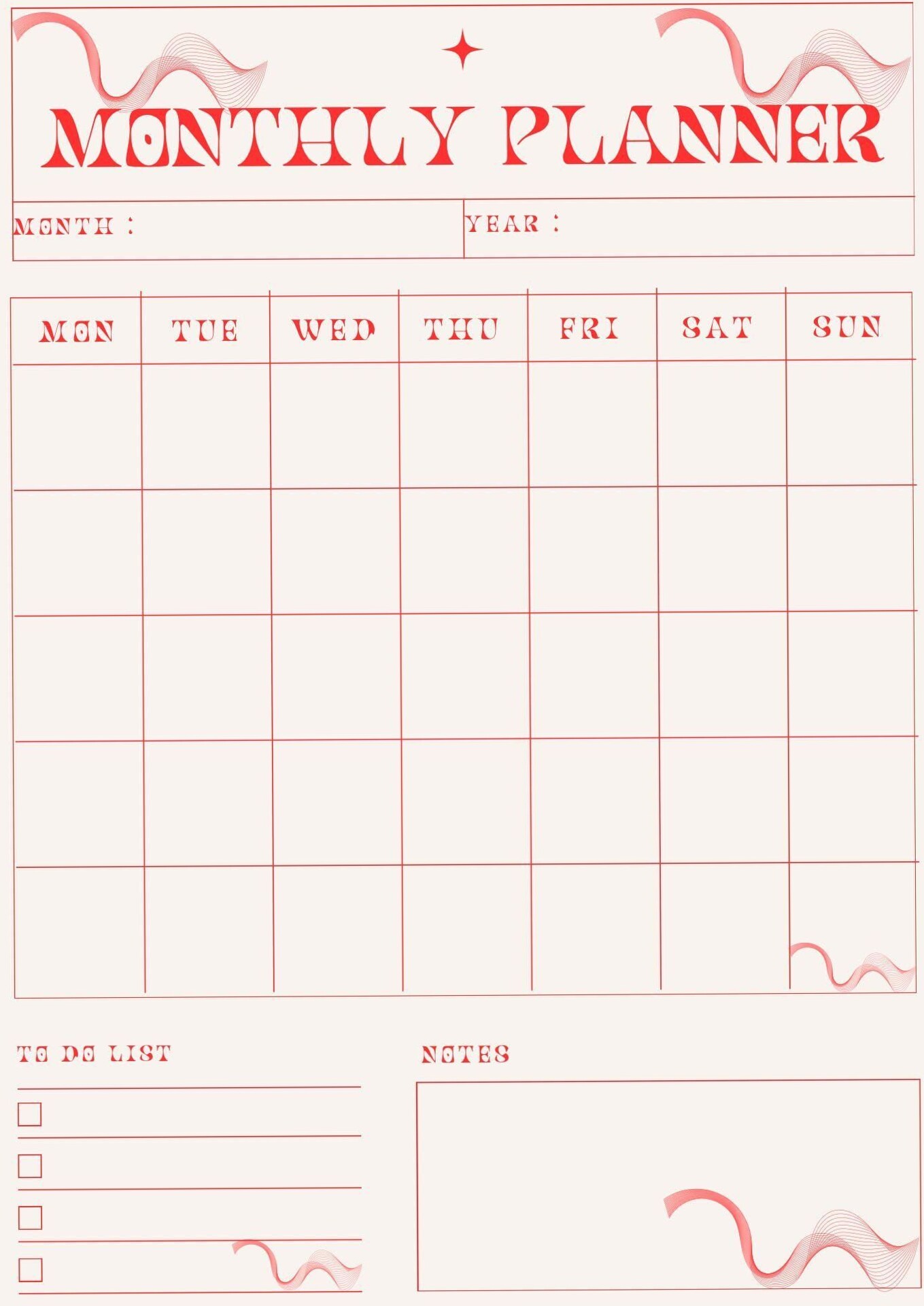 🪄 📍 stay inspired all year long: Red Monthly Planner Template for Goodnotes | Digital Design
