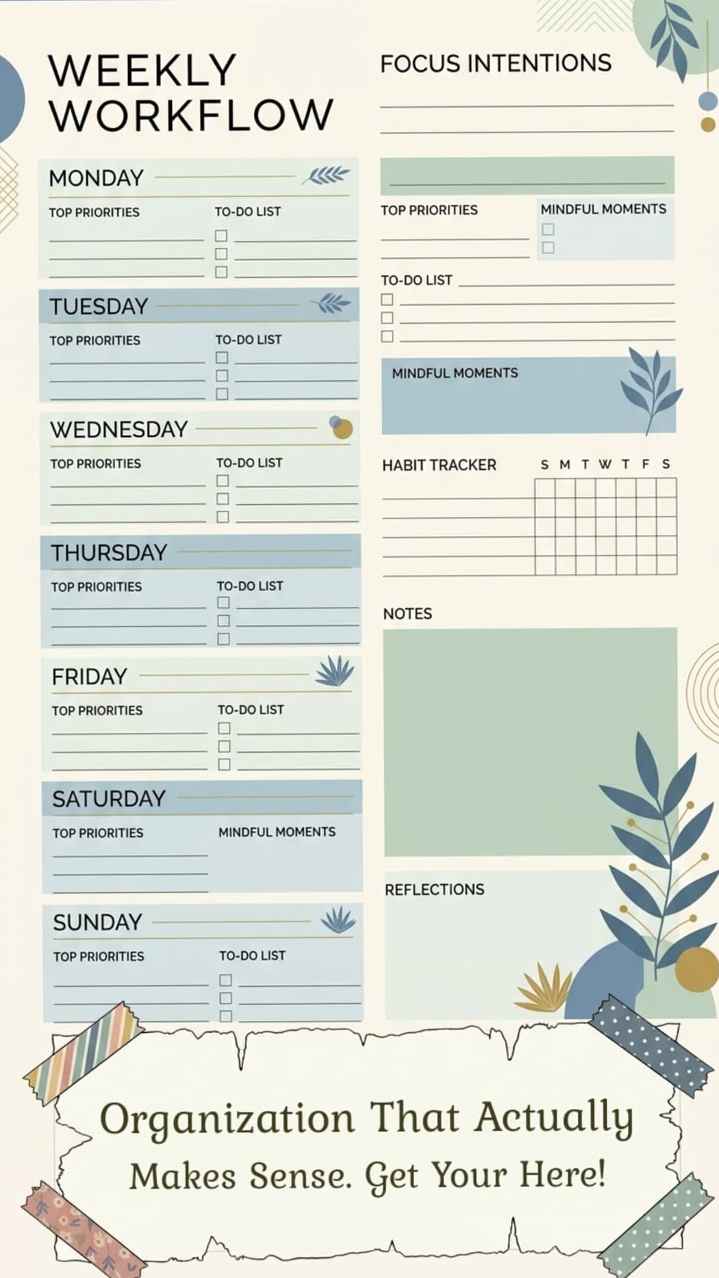 🎀 🕯️ stay inspired all year long: Mindful Momentum Weekly Planner Digital Styles