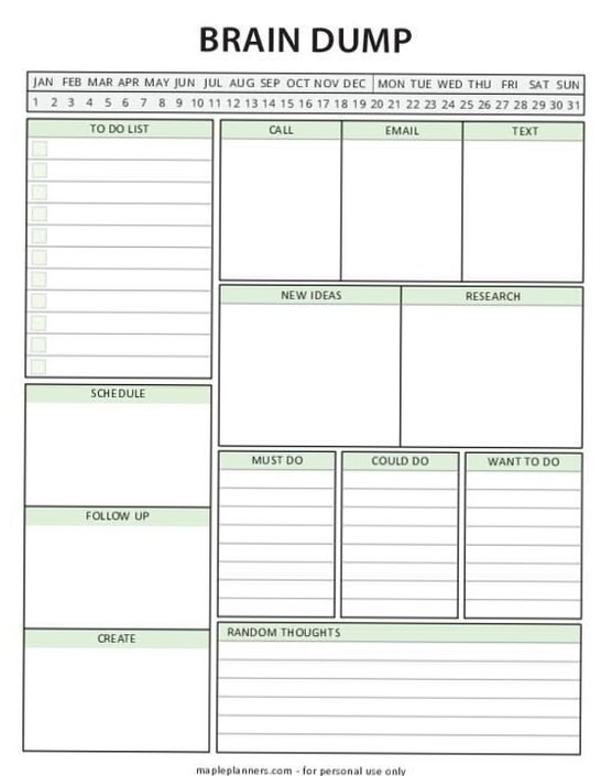 💍 🥂 stay inspired all year long: Brain Dump Template | To Do List Printable